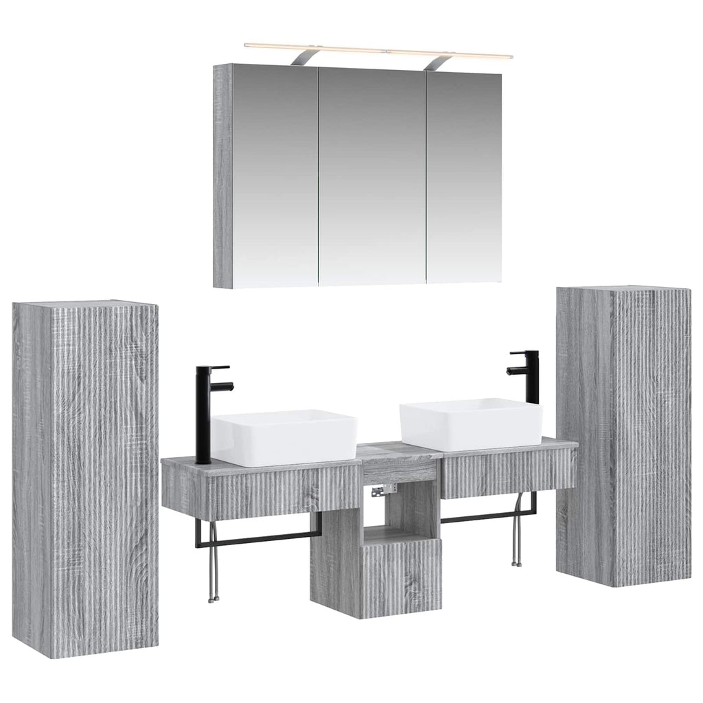 vidaXL Zestaw mebli łazienkowych 6 pcs Szary Sonoma
