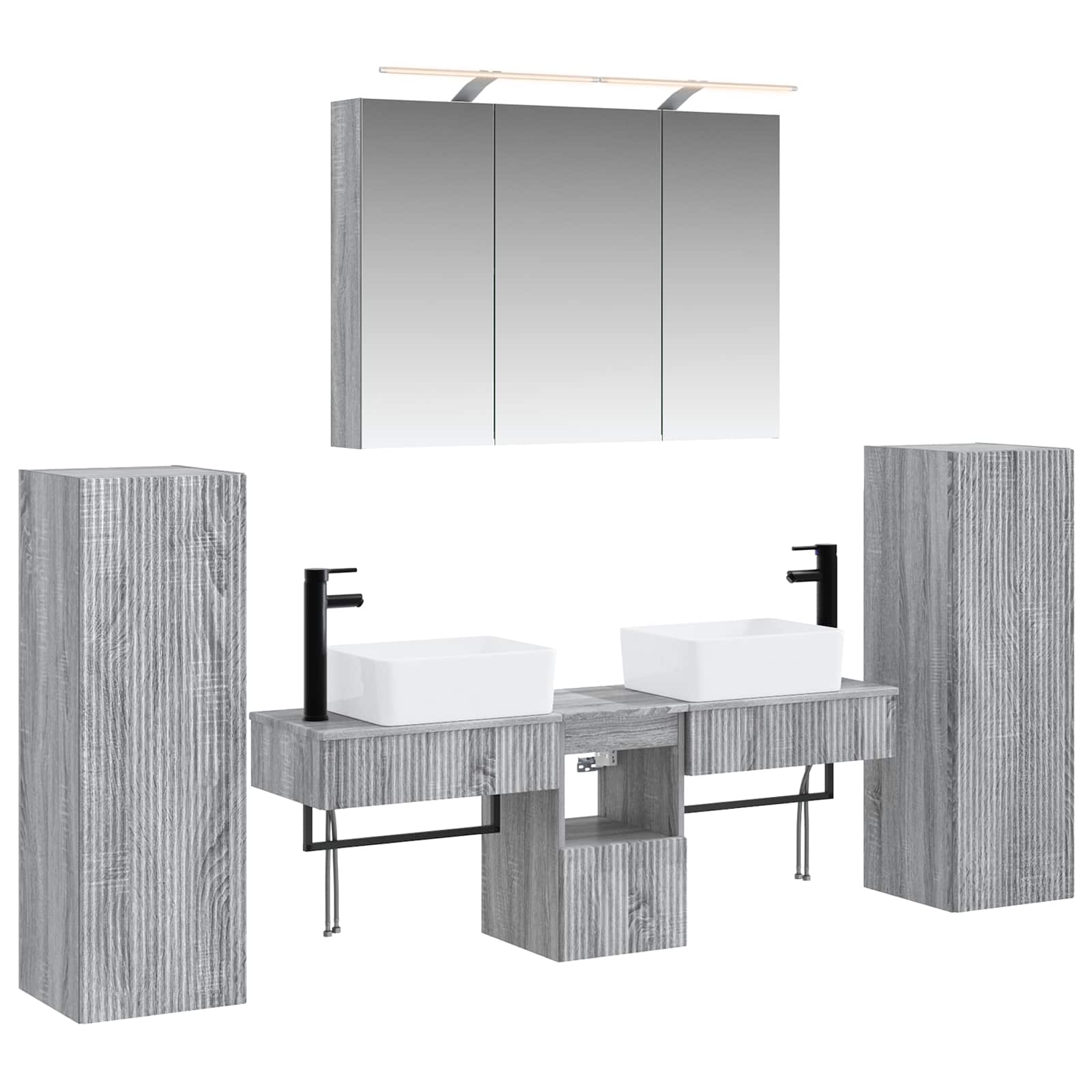 vidaXL Zestaw mebli łazienkowych 6 pcs Szary Sonoma