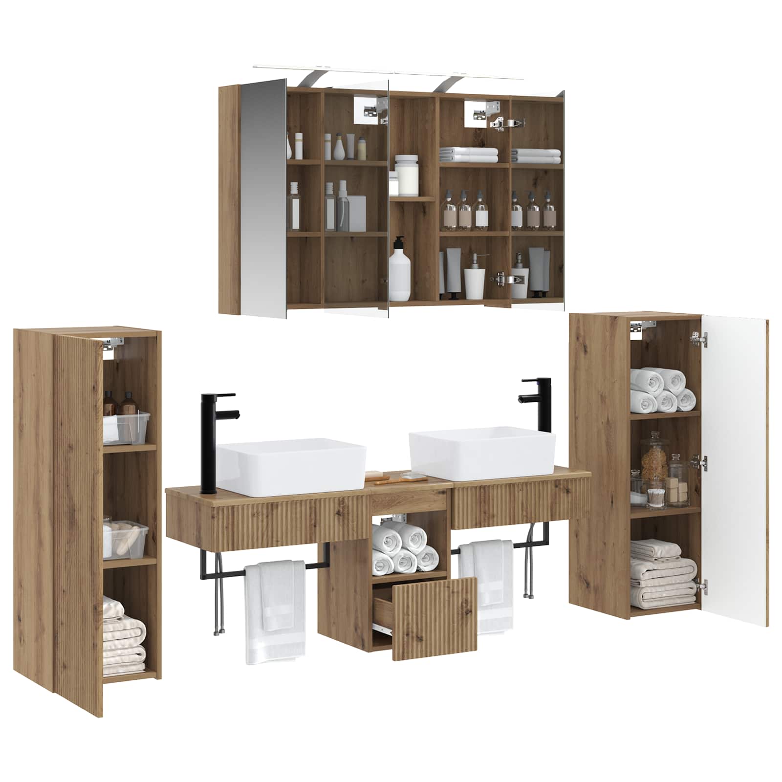 vidaXL Zestaw mebli łazienkowych 6 pcs Dąb artisan