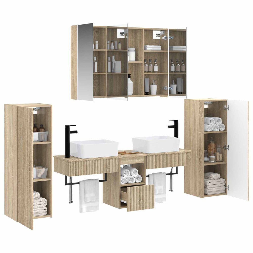 vidaXL Zestaw mebli łazienkowych 6 pcs dąb Sonoma