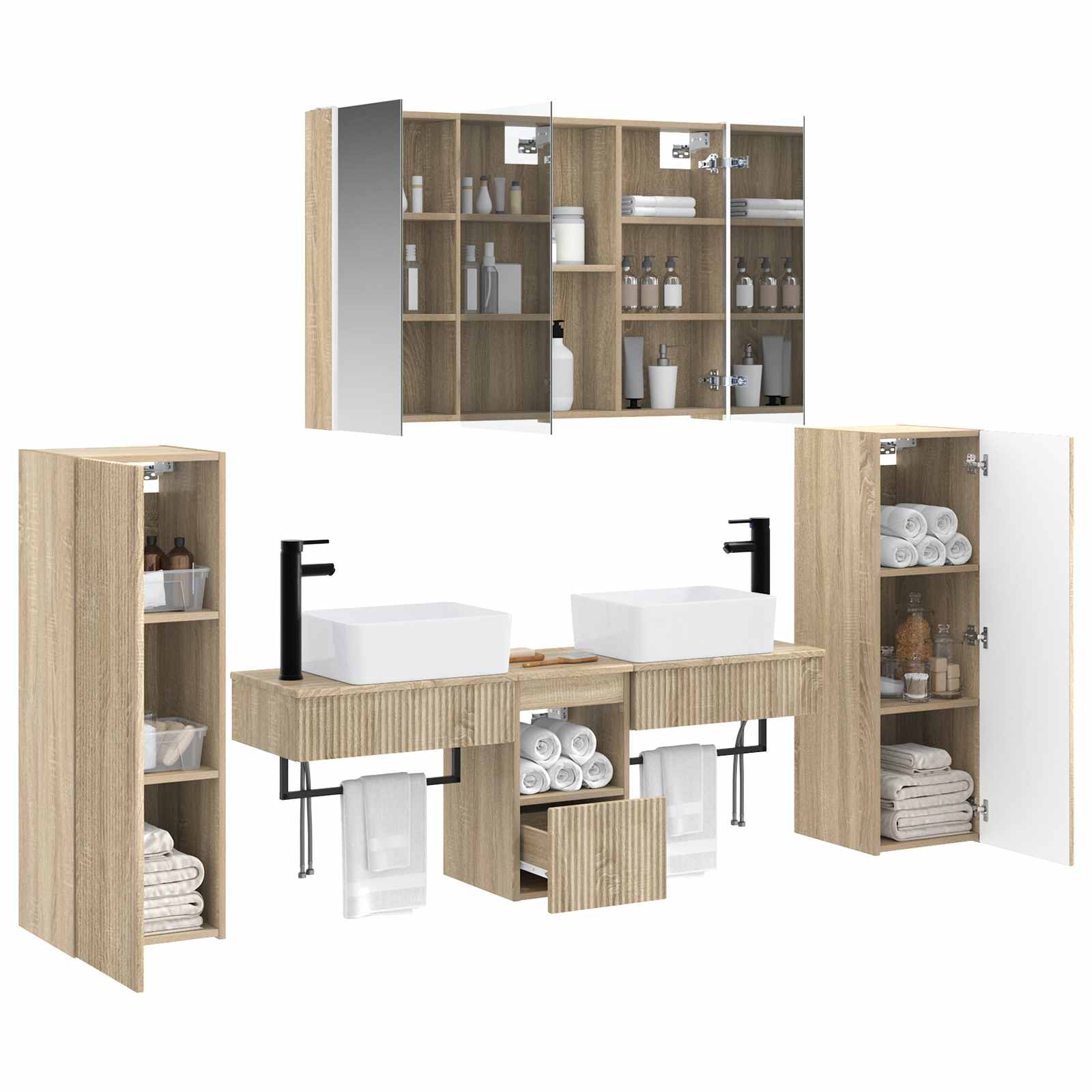 vidaXL Zestaw mebli łazienkowych 6 pcs dąb Sonoma