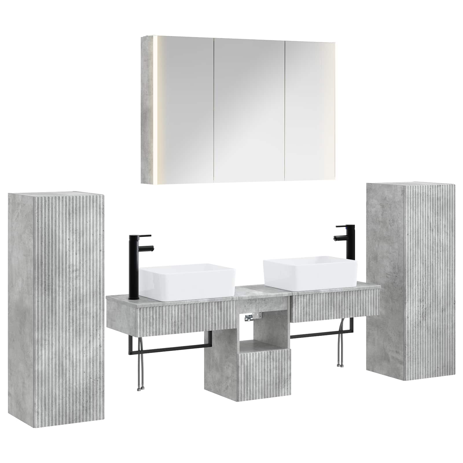 vidaXL Zestaw mebli łazienkowych 6 pcs Betonowy szary