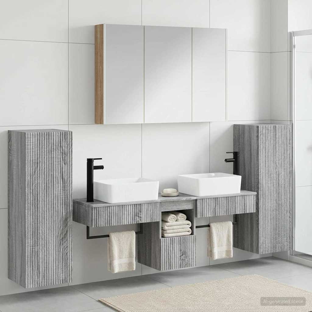 vidaXL Zestaw mebli łazienkowych 6 pcs Szary Sonoma