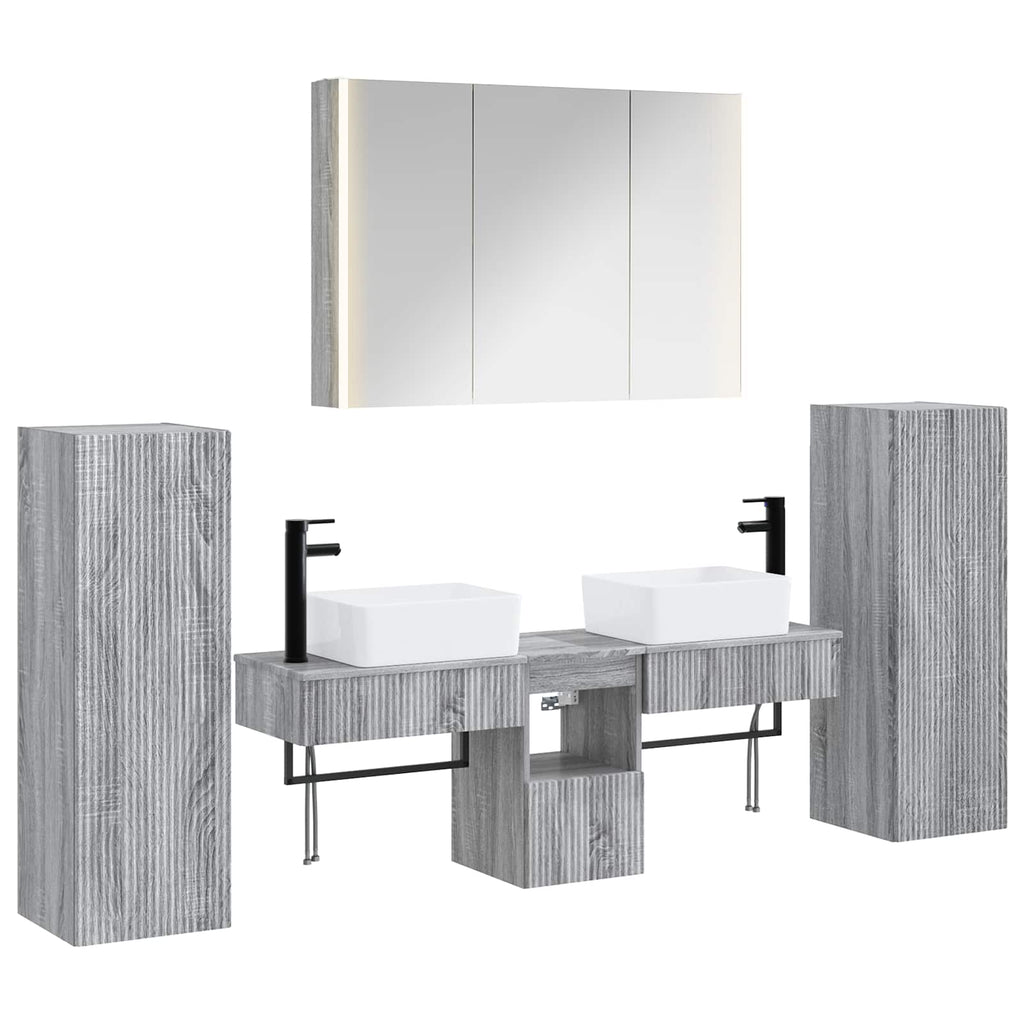 vidaXL Zestaw mebli łazienkowych 6 pcs Szary Sonoma