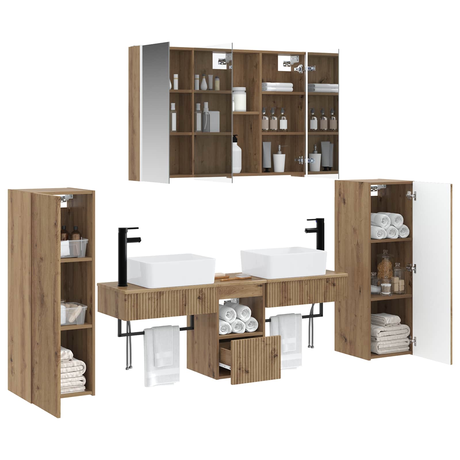 vidaXL Zestaw mebli łazienkowych 6 pcs Dąb artisan