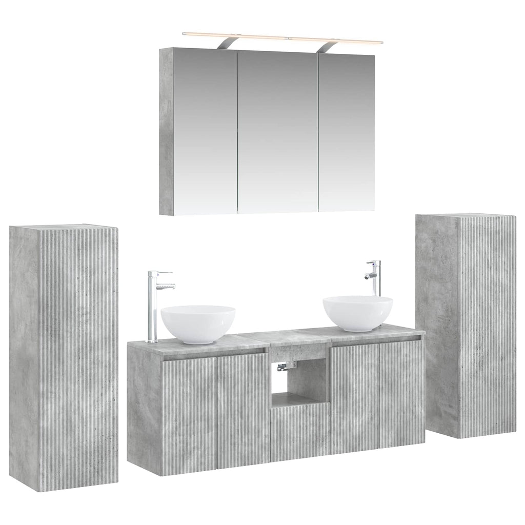 vidaXL Zestaw mebli łazienkowych 6 pcs Betonowy szary