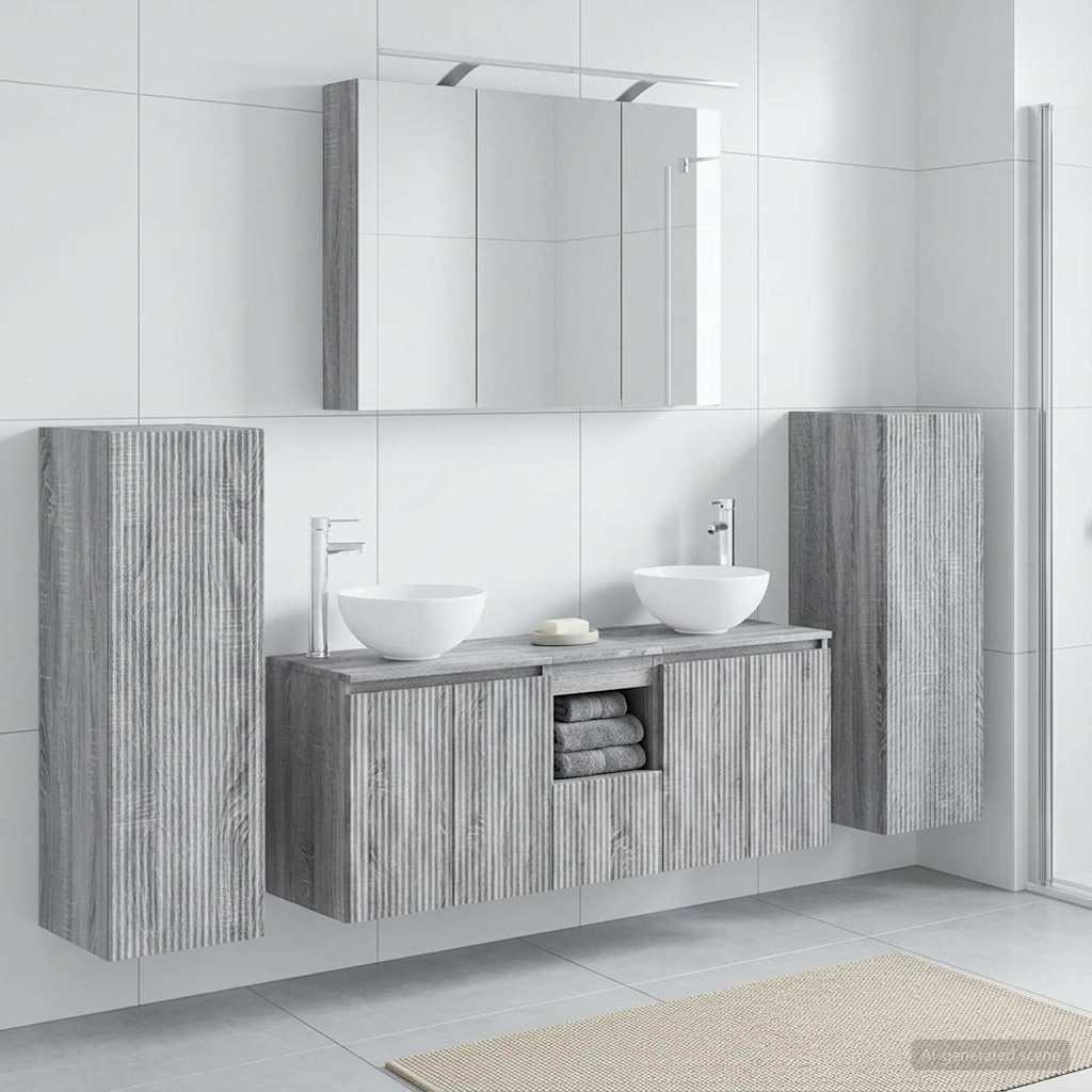 vidaXL Zestaw mebli łazienkowych 6 pcs Szary Sonoma