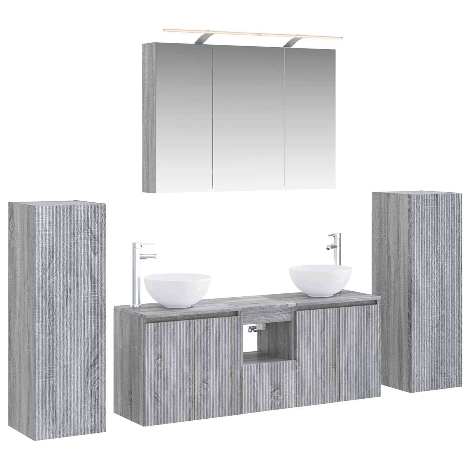 vidaXL Zestaw mebli łazienkowych 6 pcs Szary Sonoma