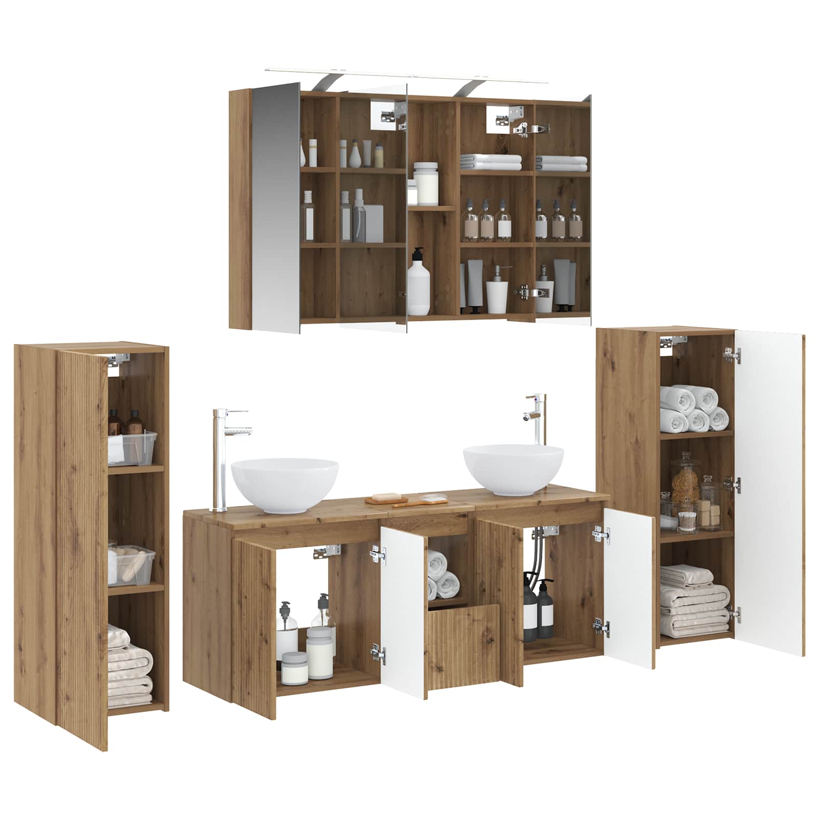 vidaXL Zestaw mebli łazienkowych 6 pcs Dąb artisan