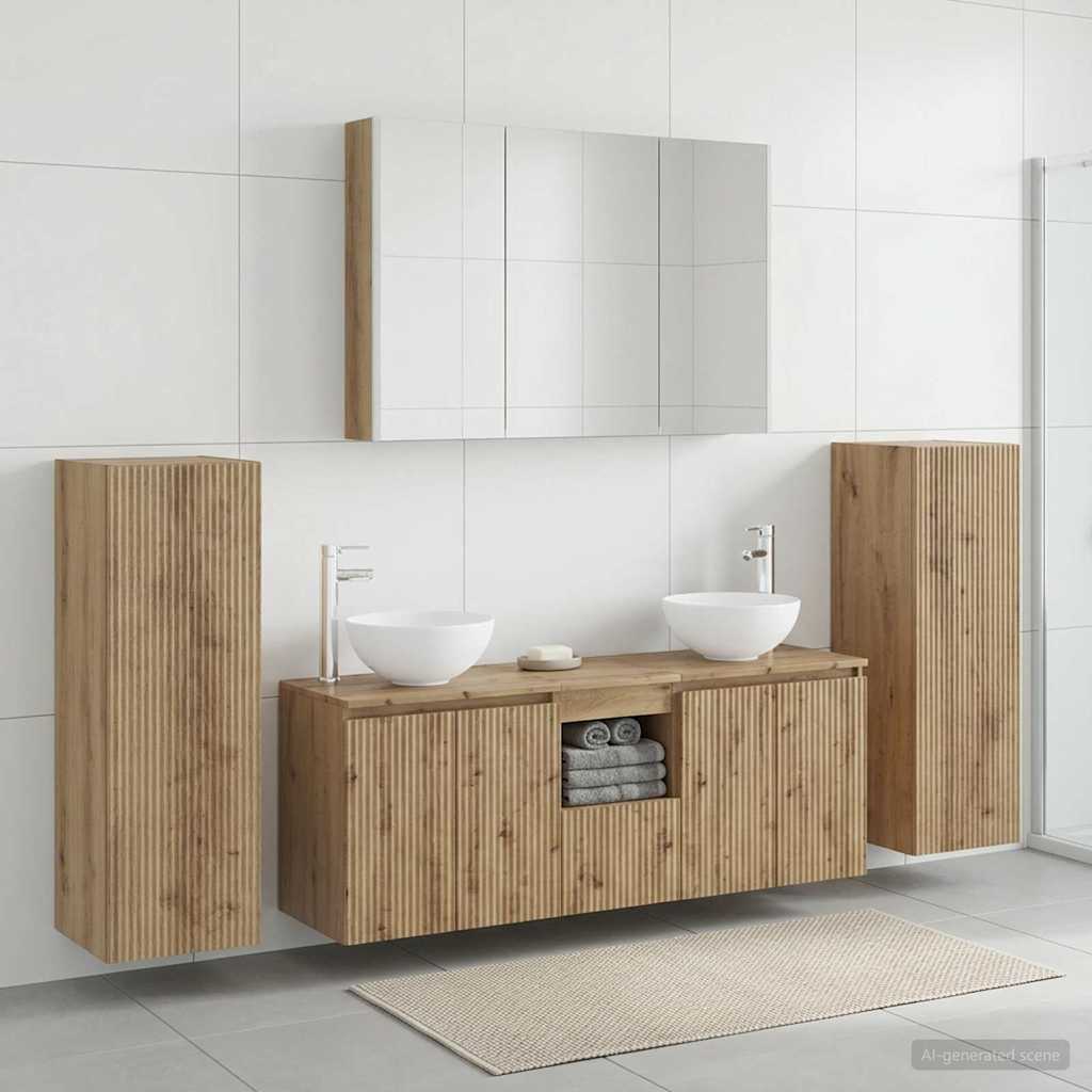 vidaXL Zestaw mebli łazienkowych 6 pcs Dąb artisan