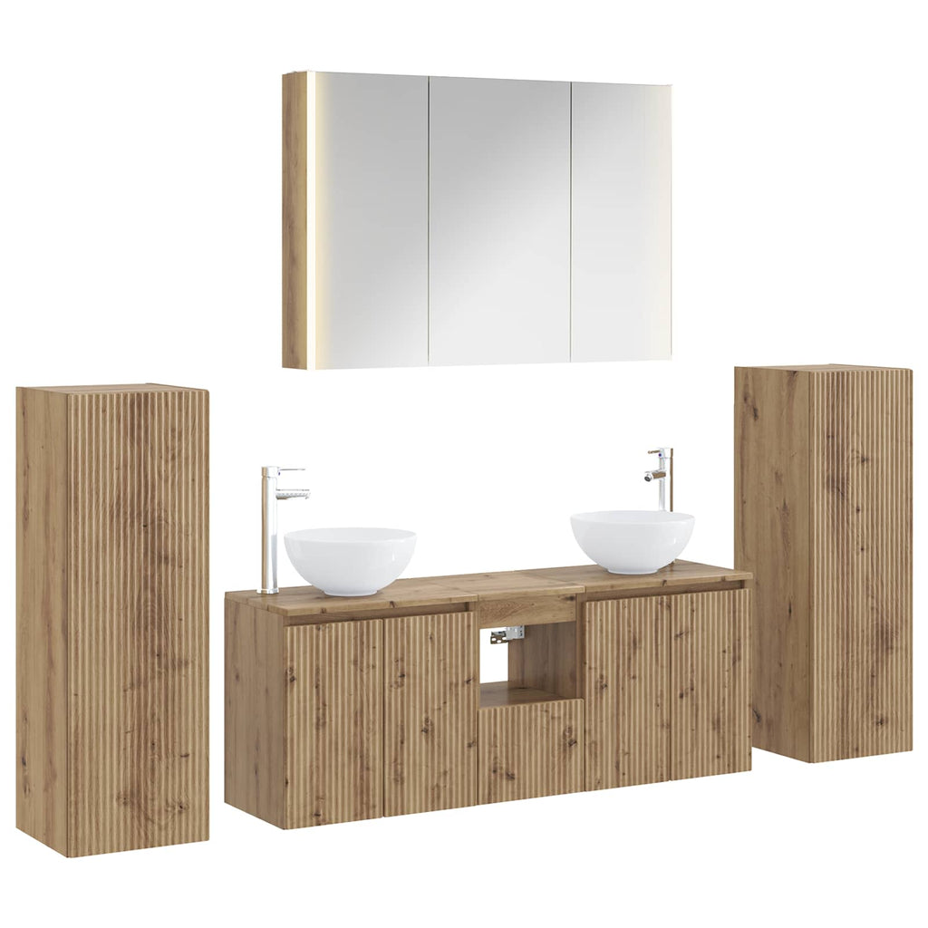vidaXL Zestaw mebli łazienkowych 6 pcs Dąb artisan