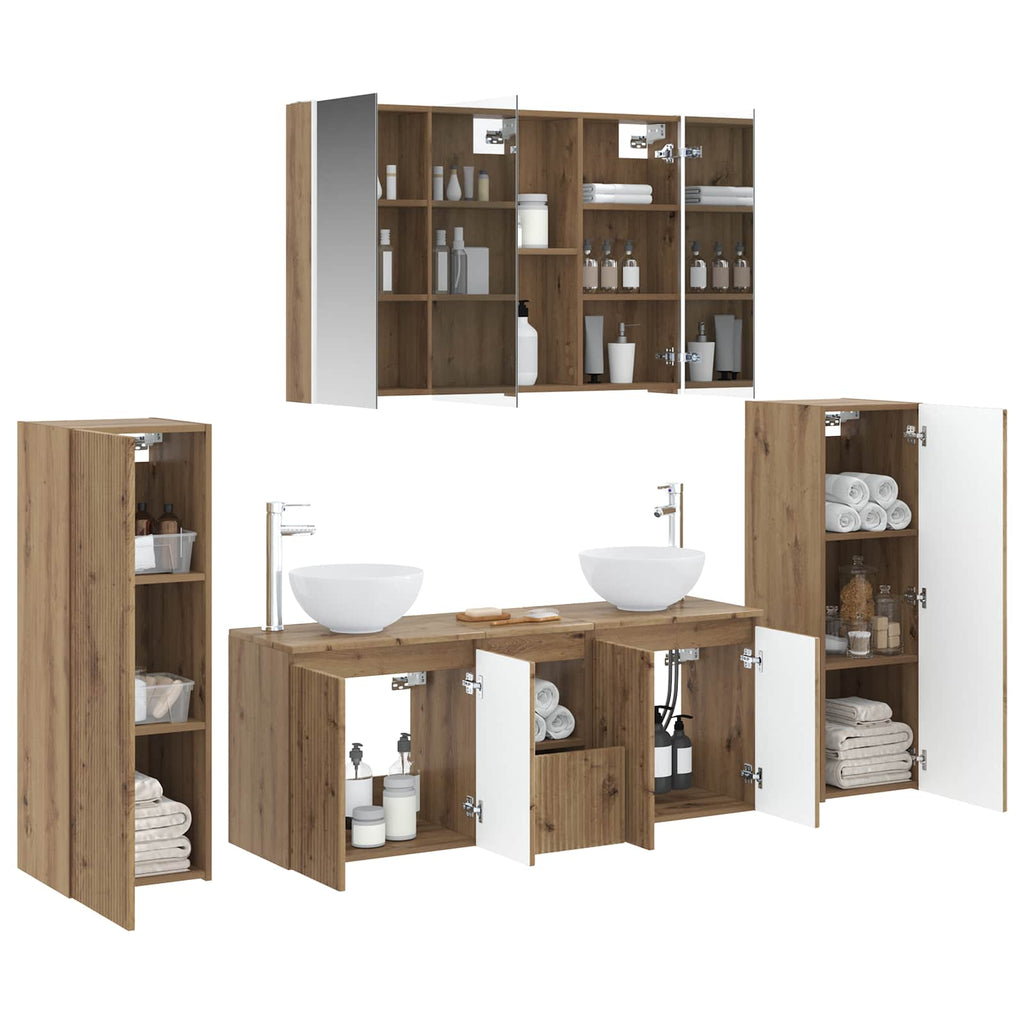 vidaXL Zestaw mebli łazienkowych 6 pcs Dąb artisan