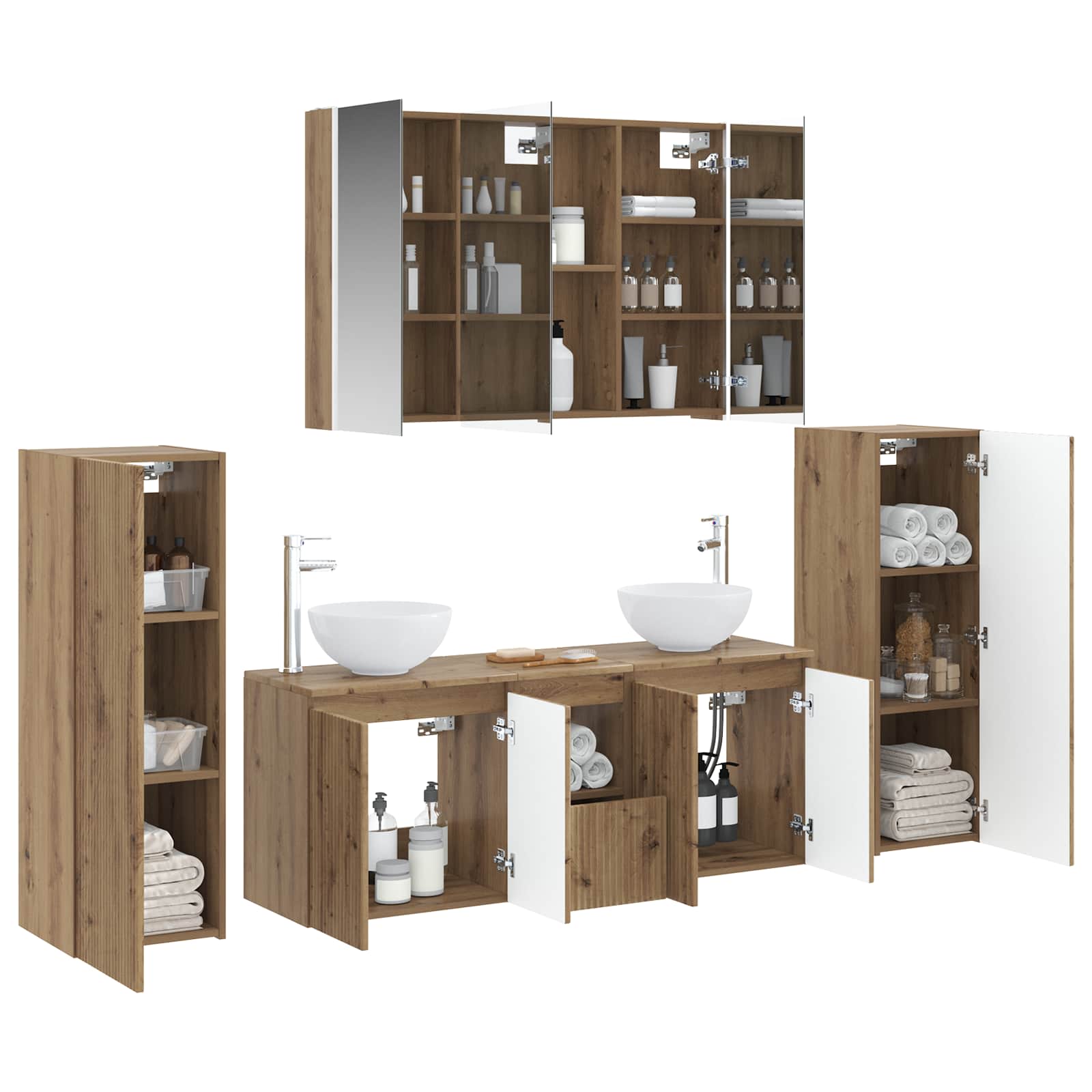 vidaXL Zestaw mebli łazienkowych 6 pcs Dąb artisan