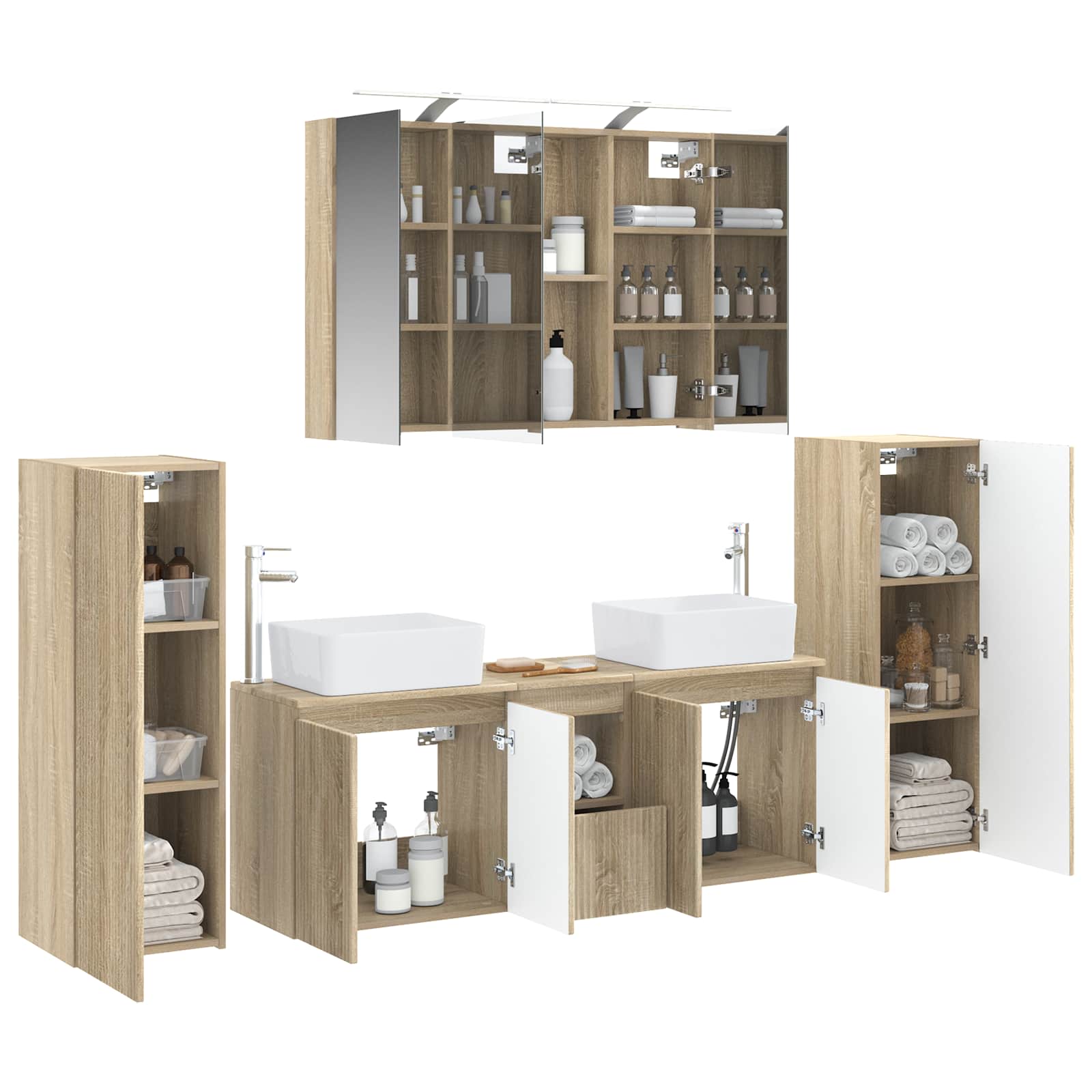 vidaXL Zestaw mebli łazienkowych 6 pcs dąb Sonoma