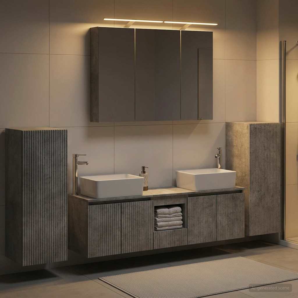 vidaXL Zestaw mebli łazienkowych 6 pcs Betonowy szary