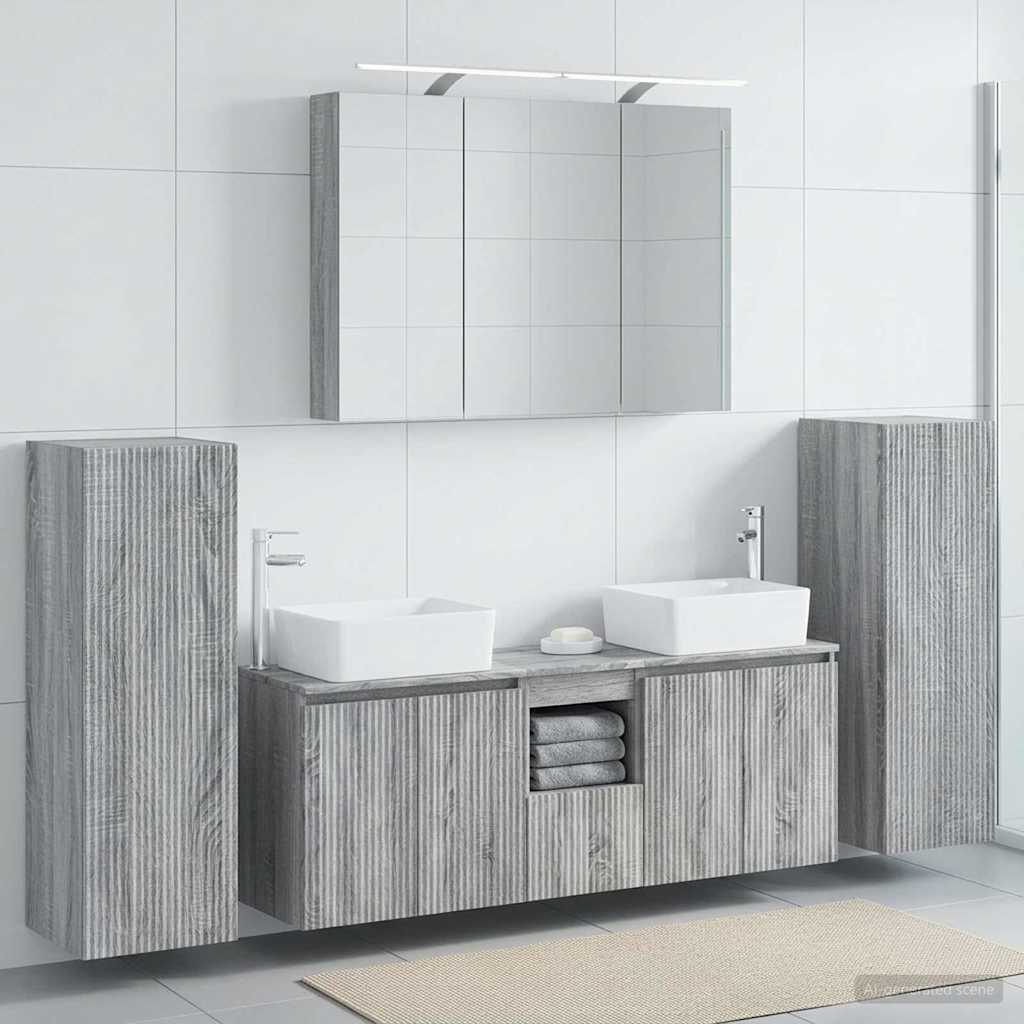 vidaXL Zestaw mebli łazienkowych 6 pcs Szary Sonoma