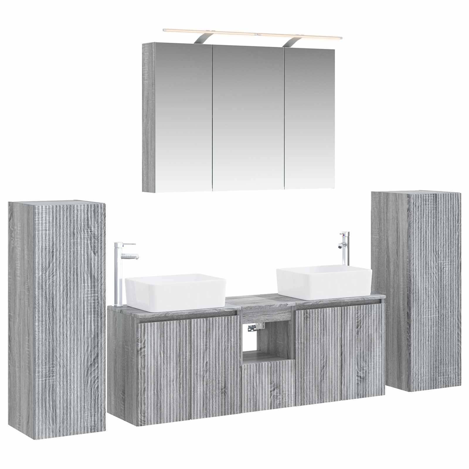 vidaXL Zestaw mebli łazienkowych 6 pcs Szary Sonoma