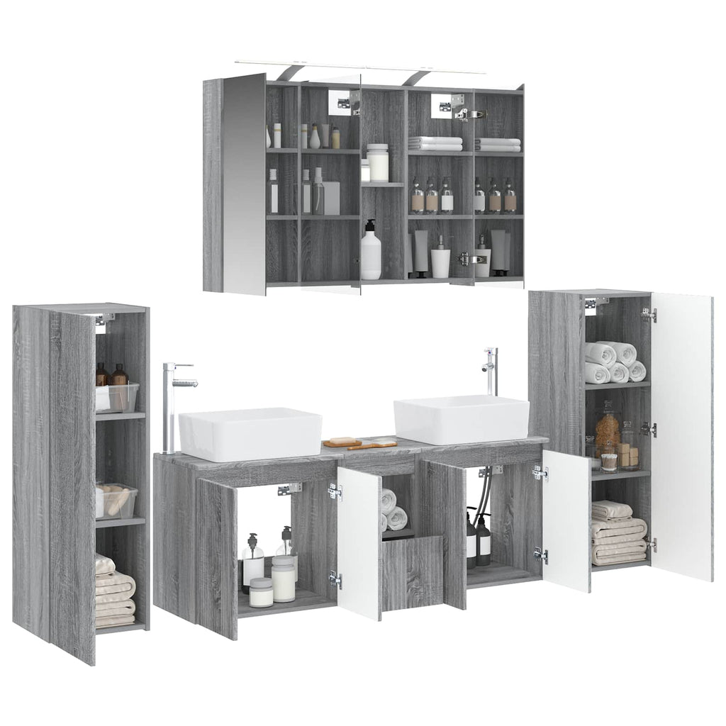 vidaXL Zestaw mebli łazienkowych 6 pcs Szary Sonoma