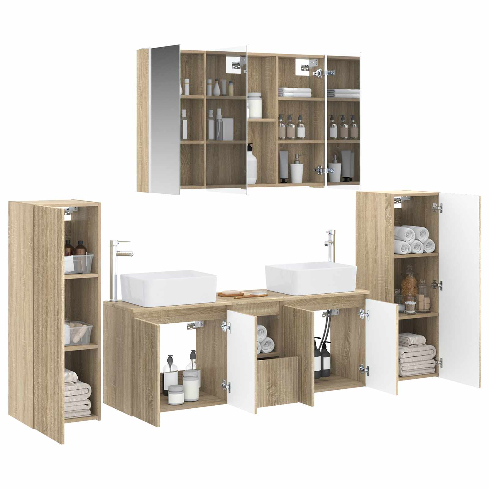 vidaXL Zestaw mebli łazienkowych 6 pcs dąb Sonoma