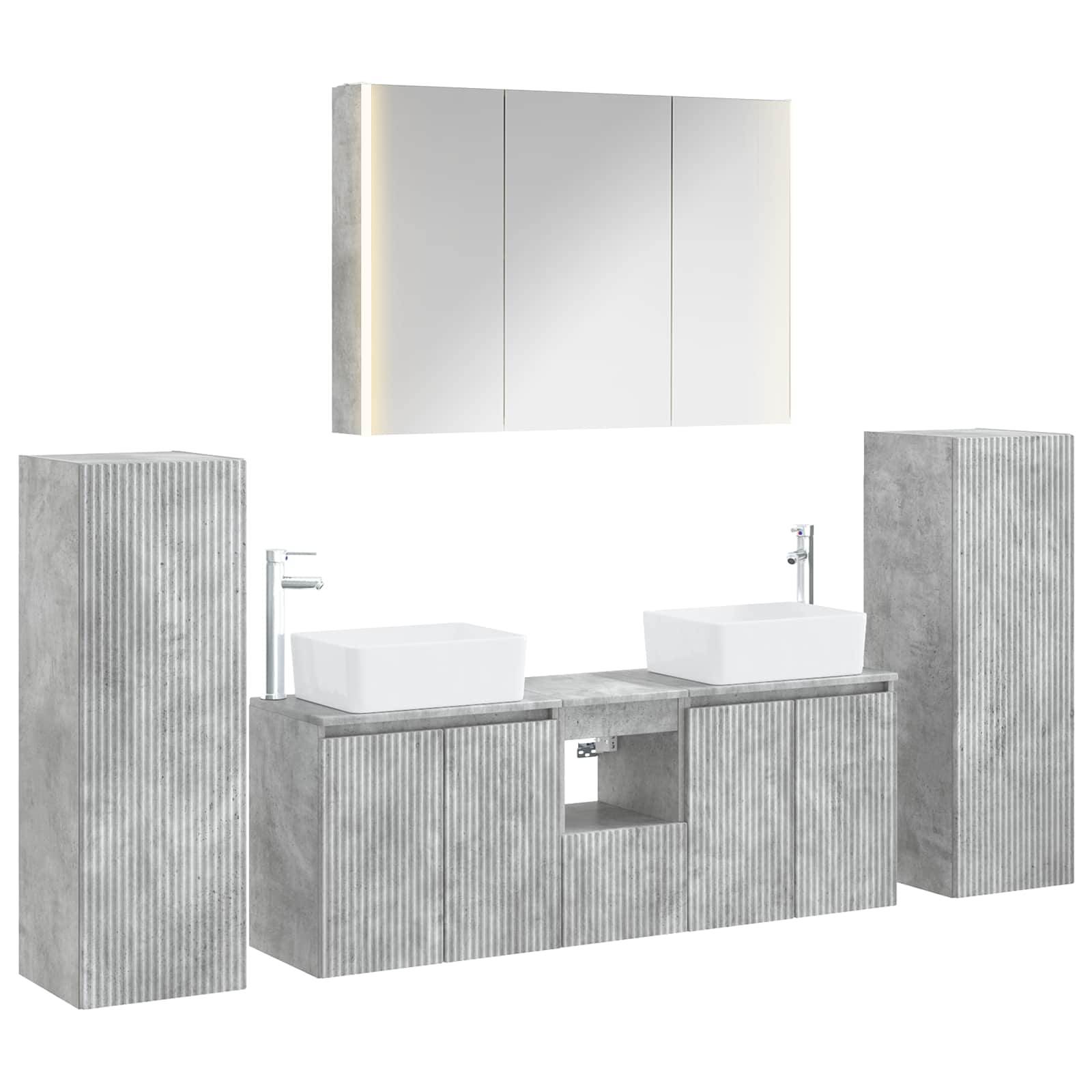 vidaXL Zestaw mebli łazienkowych 6 pcs Betonowy szary