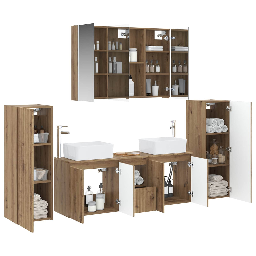 vidaXL Zestaw mebli łazienkowych 6 pcs Dąb artisan