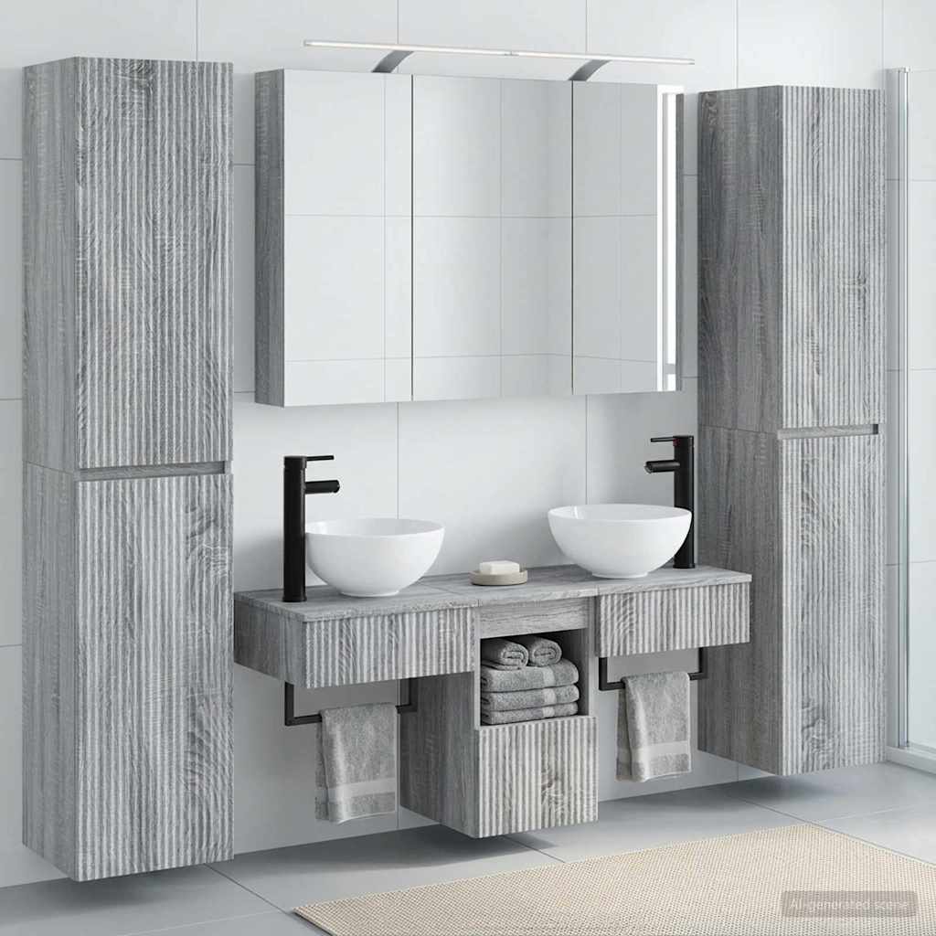vidaXL Zestaw mebli łazienkowych 6 pcs Szary Sonoma