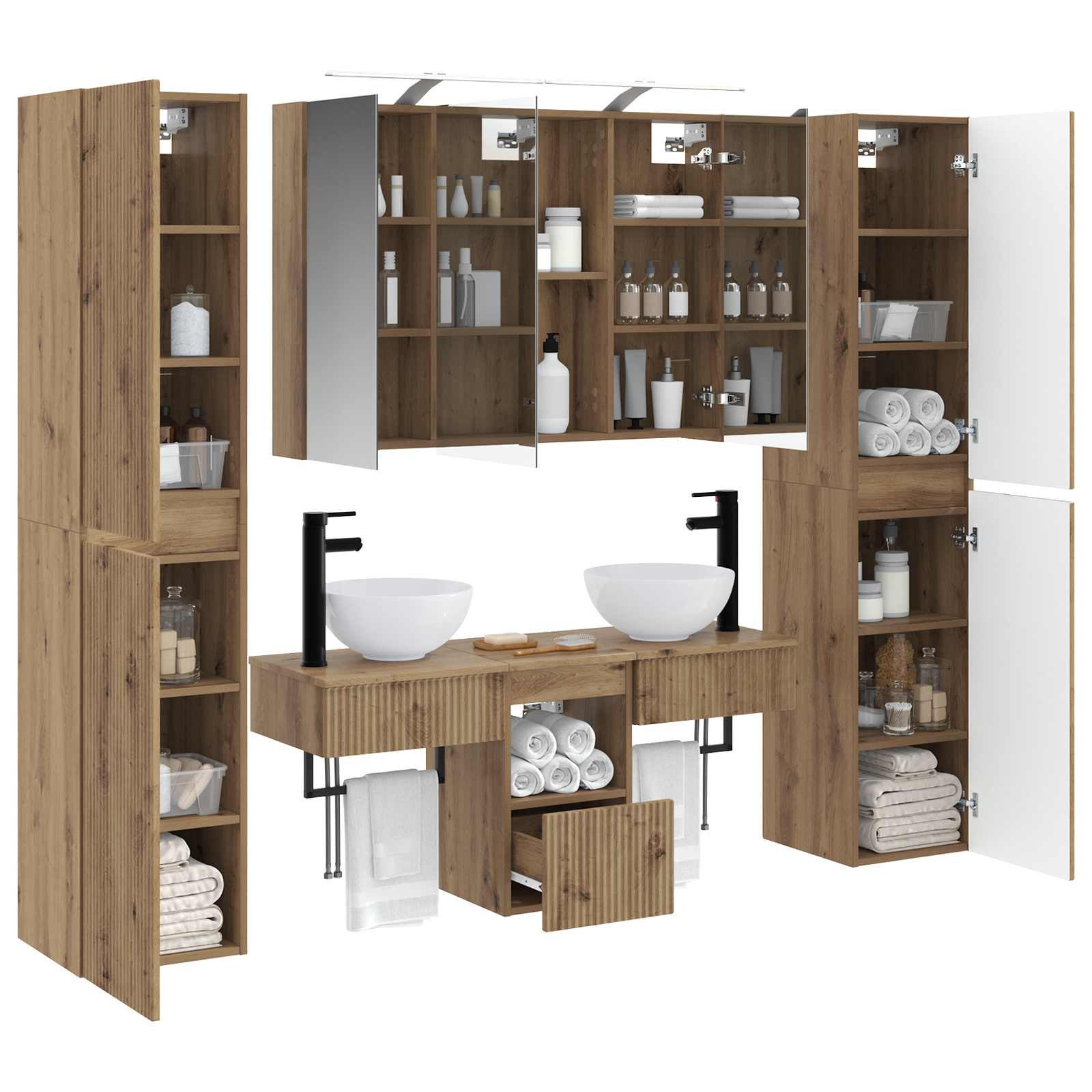 vidaXL Zestaw mebli łazienkowych 6 pcs Dąb artisan
