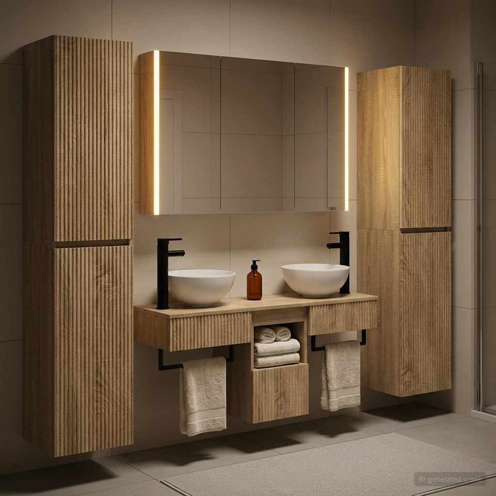 vidaXL Zestaw mebli łazienkowych 6 pcs dąb Sonoma