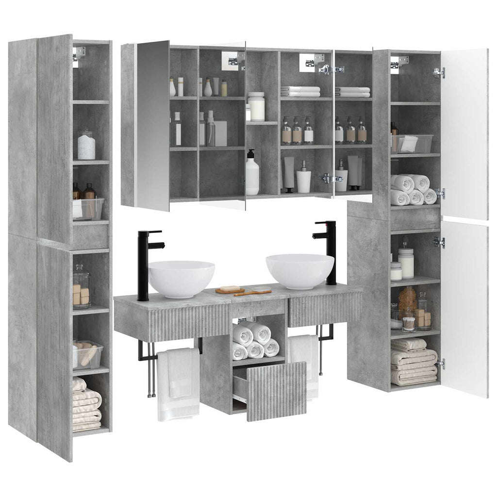 vidaXL Zestaw mebli łazienkowych 6 pcs Betonowy szary