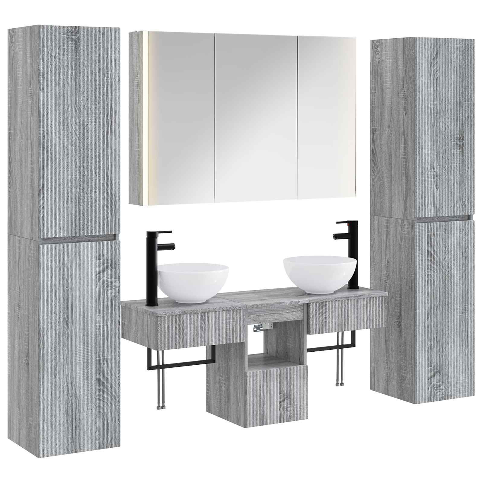 vidaXL Zestaw mebli łazienkowych 6 pcs Szary Sonoma