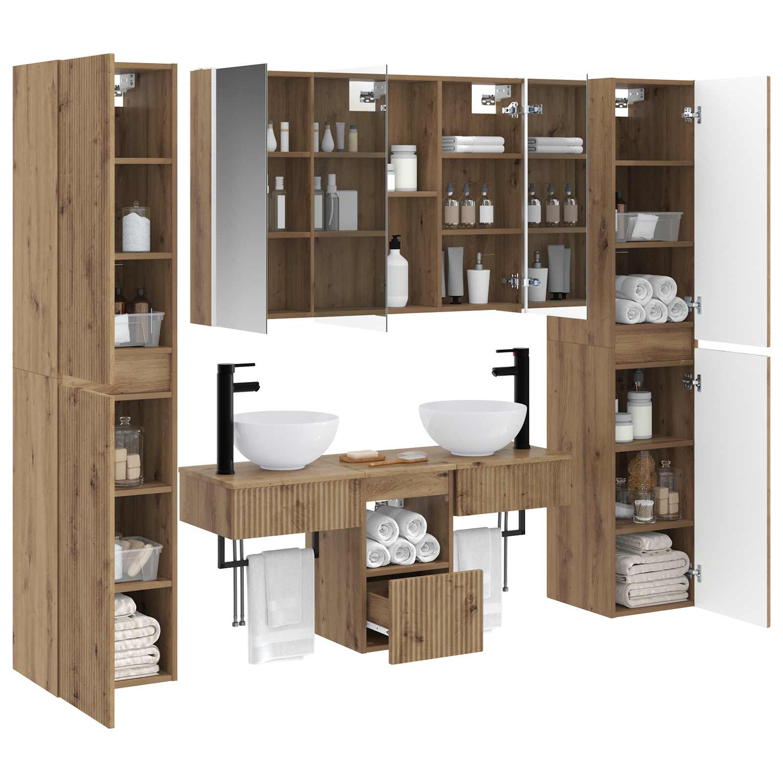 vidaXL Zestaw mebli łazienkowych 6 pcs Dąb artisan