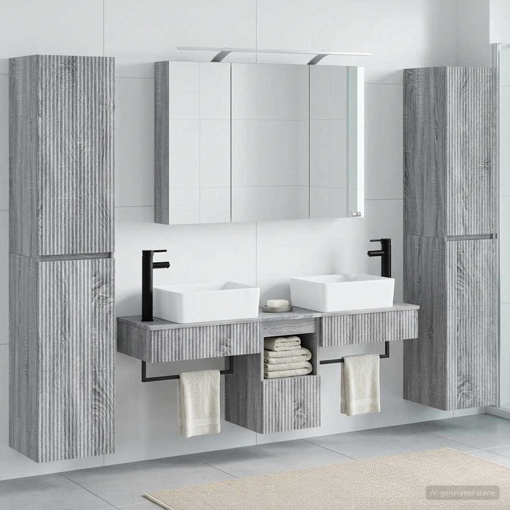 vidaXL Zestaw mebli łazienkowych 6 pcs Szary Sonoma