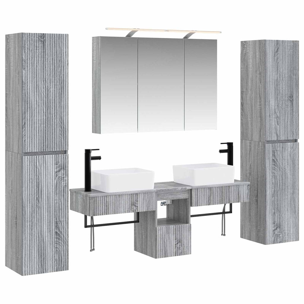 vidaXL Zestaw mebli łazienkowych 6 pcs Szary Sonoma