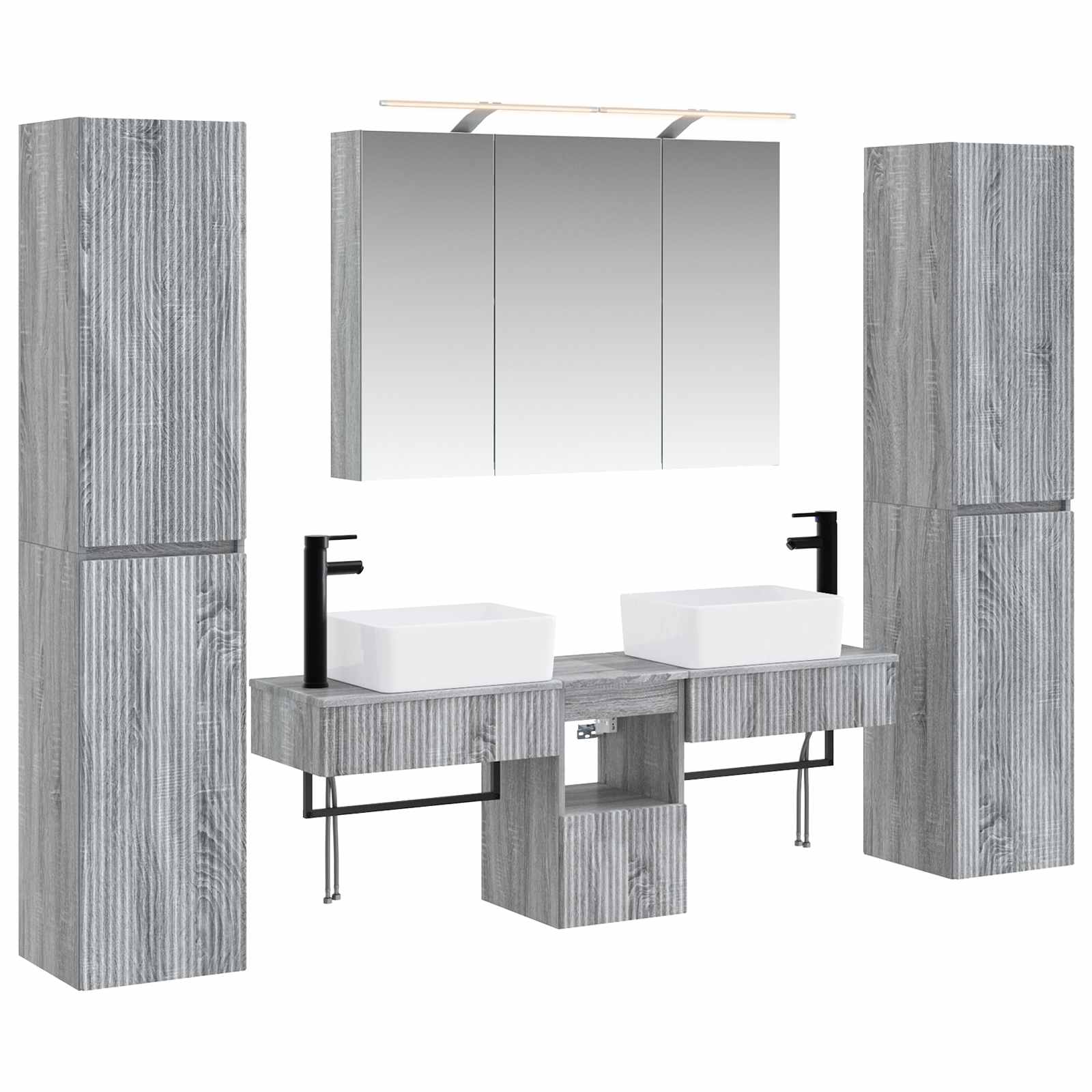vidaXL Zestaw mebli łazienkowych 6 pcs Szary Sonoma