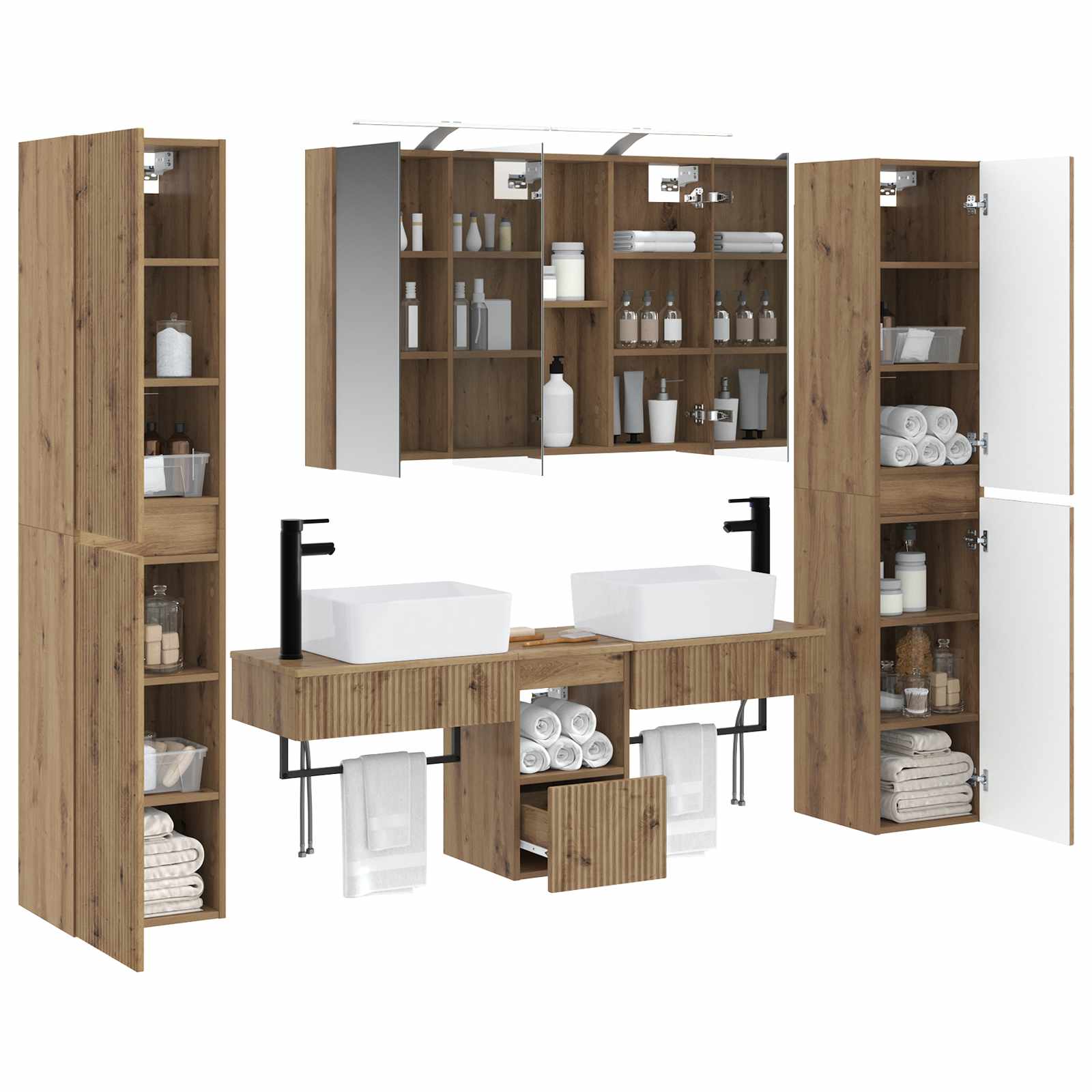 vidaXL Zestaw mebli łazienkowych 6 pcs Dąb artisan