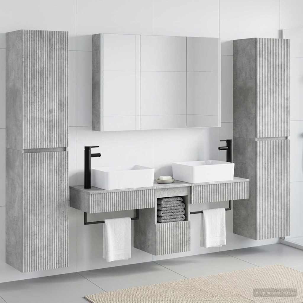 vidaXL Zestaw mebli łazienkowych 6 pcs Betonowy szary