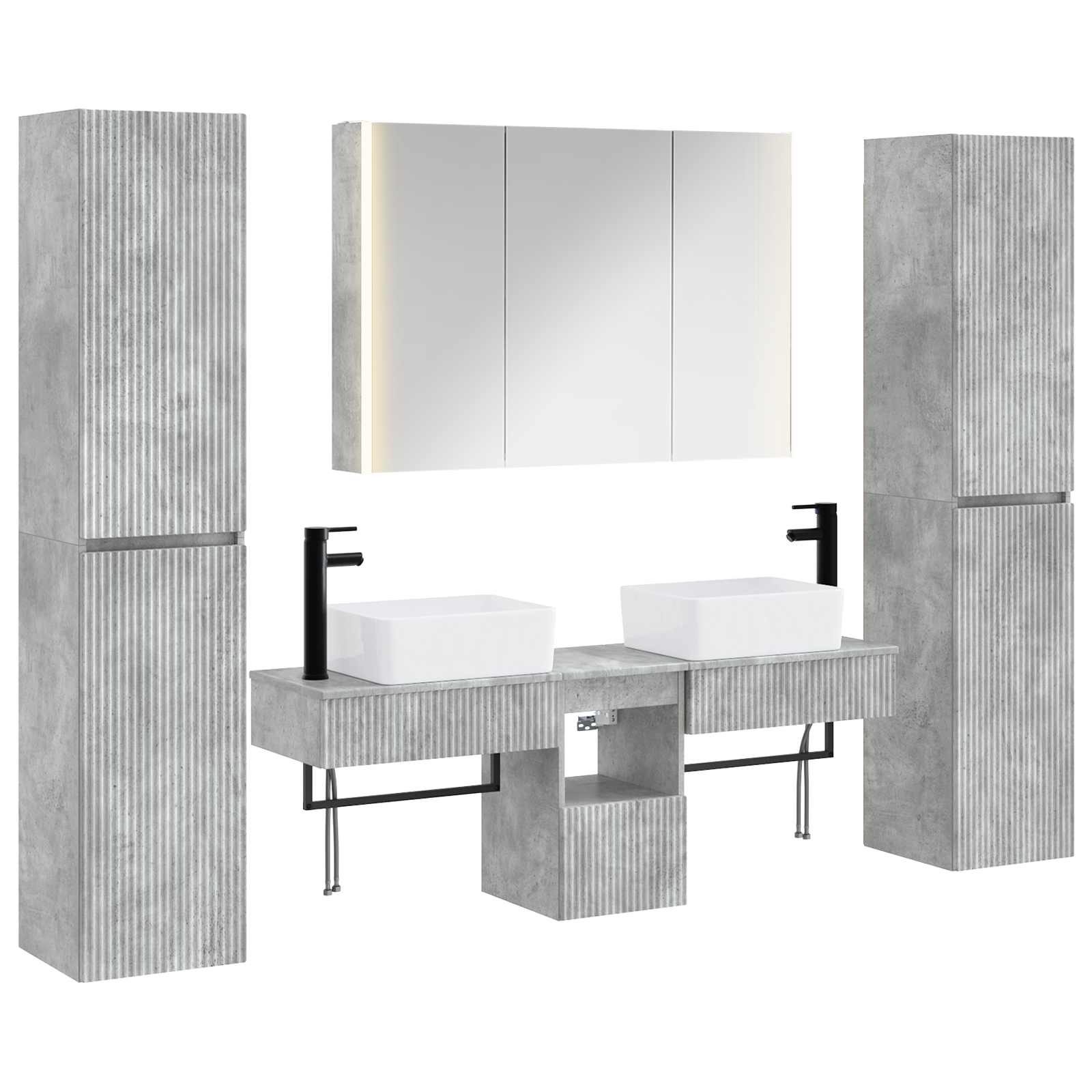 vidaXL Zestaw mebli łazienkowych 6 pcs Betonowy szary
