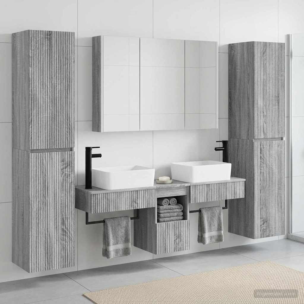 vidaXL Zestaw mebli łazienkowych 6 pcs Szary Sonoma