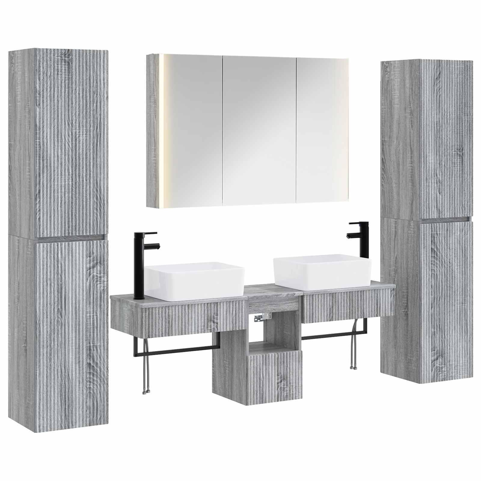 vidaXL Zestaw mebli łazienkowych 6 pcs Szary Sonoma