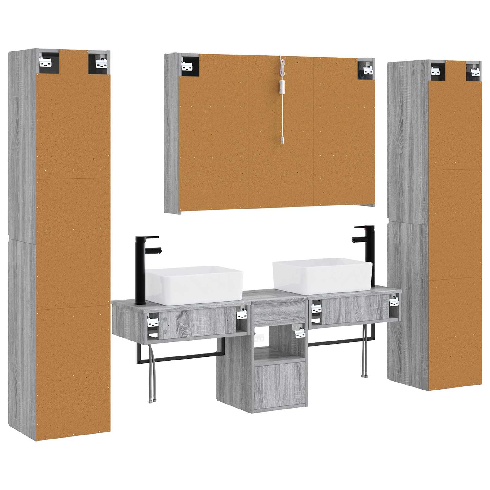 vidaXL Zestaw mebli łazienkowych 6 pcs Szary Sonoma