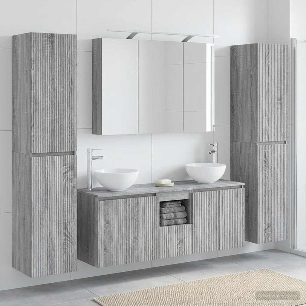 vidaXL Zestaw mebli łazienkowych 6 pcs Szary Sonoma