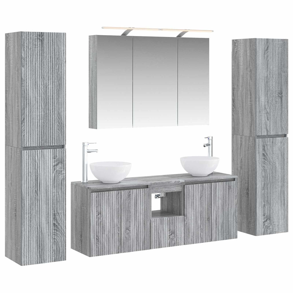 vidaXL Zestaw mebli łazienkowych 6 pcs Szary Sonoma
