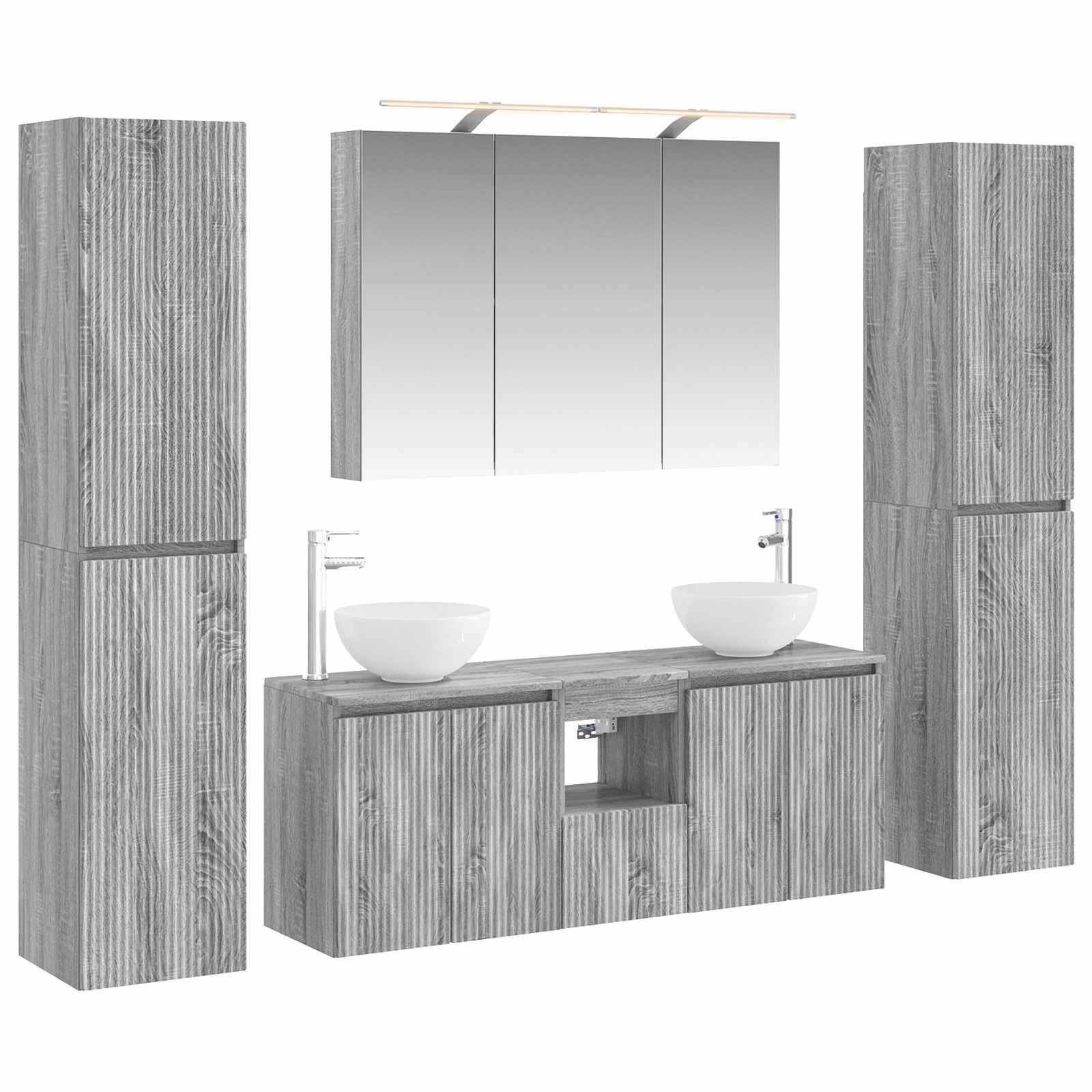 vidaXL Zestaw mebli łazienkowych 6 pcs Szary Sonoma