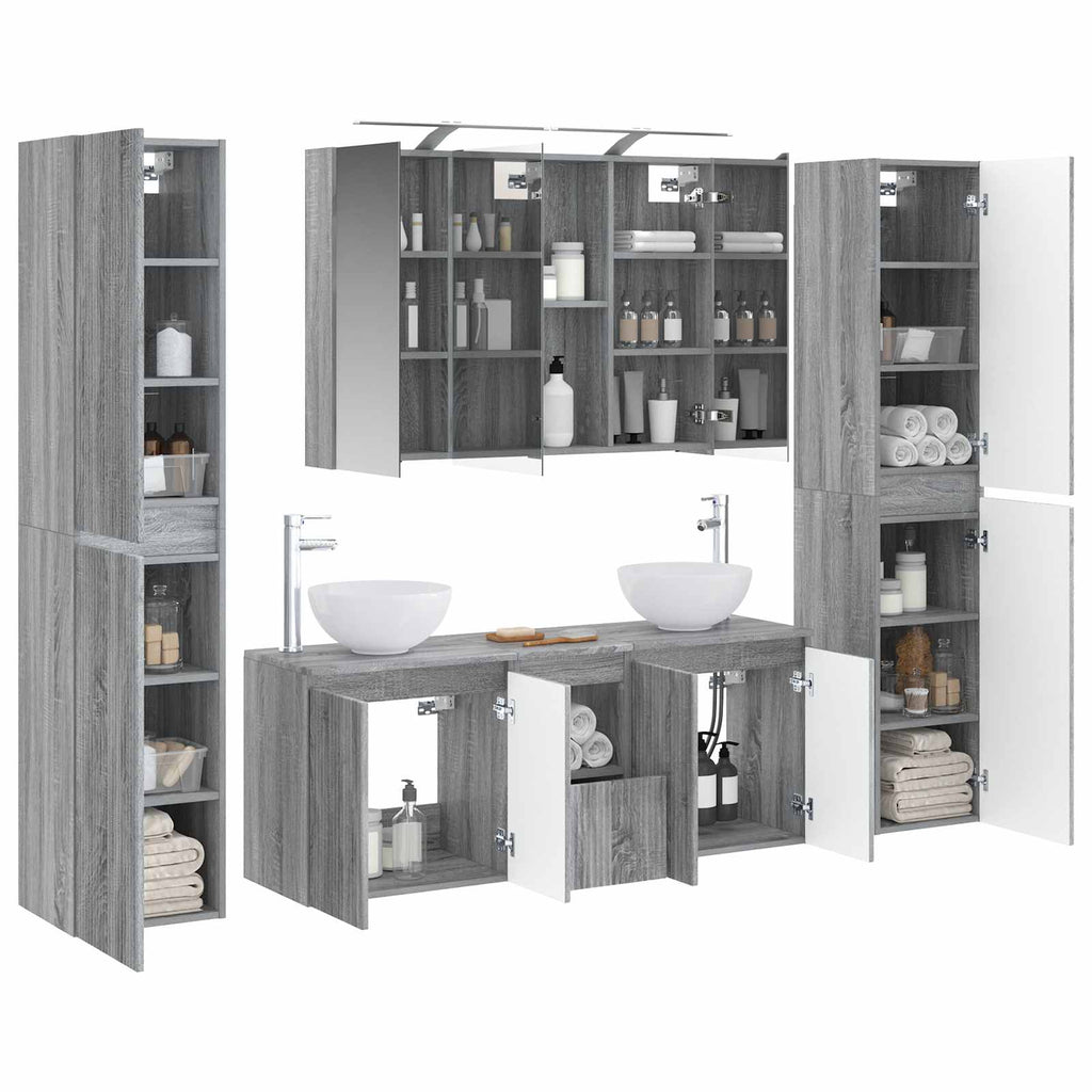 vidaXL Zestaw mebli łazienkowych 6 pcs Szary Sonoma