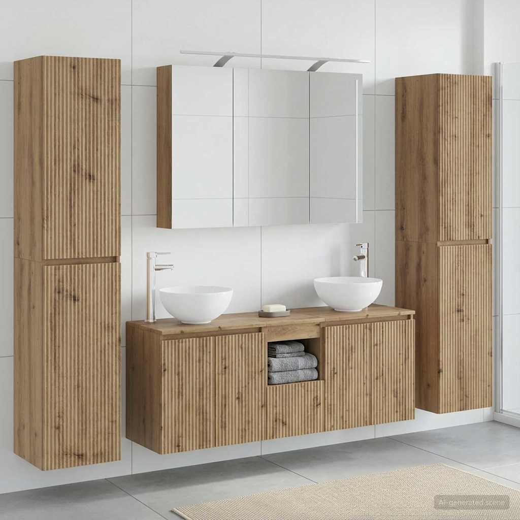 vidaXL Zestaw mebli łazienkowych 6 pcs Dąb artisan
