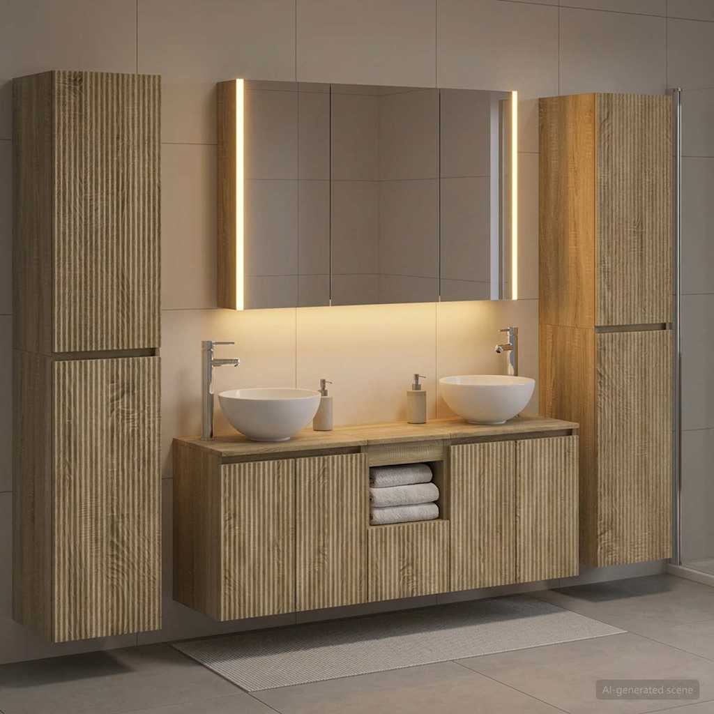 vidaXL Zestaw mebli łazienkowych 6 pcs dąb Sonoma