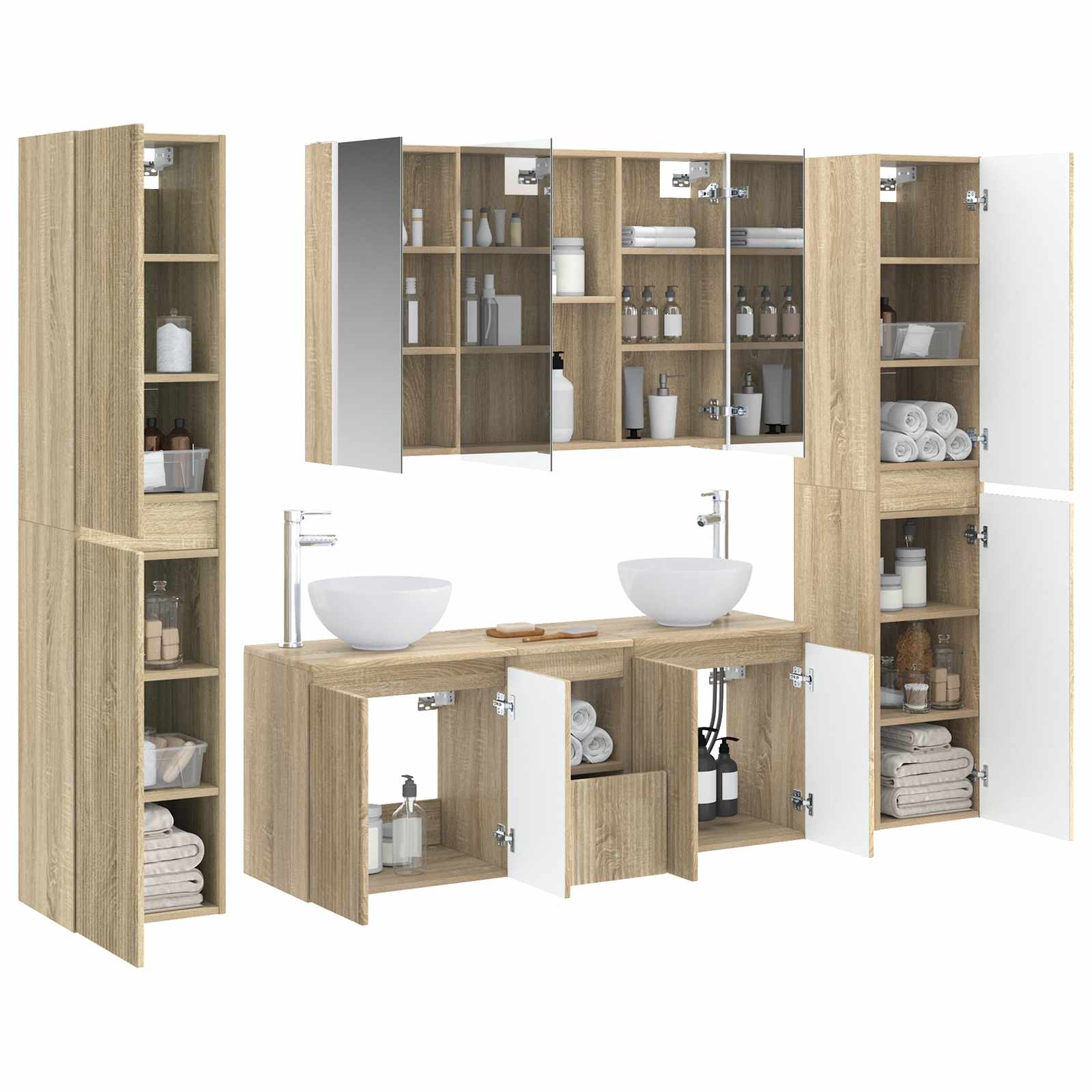 vidaXL Zestaw mebli łazienkowych 6 pcs dąb Sonoma