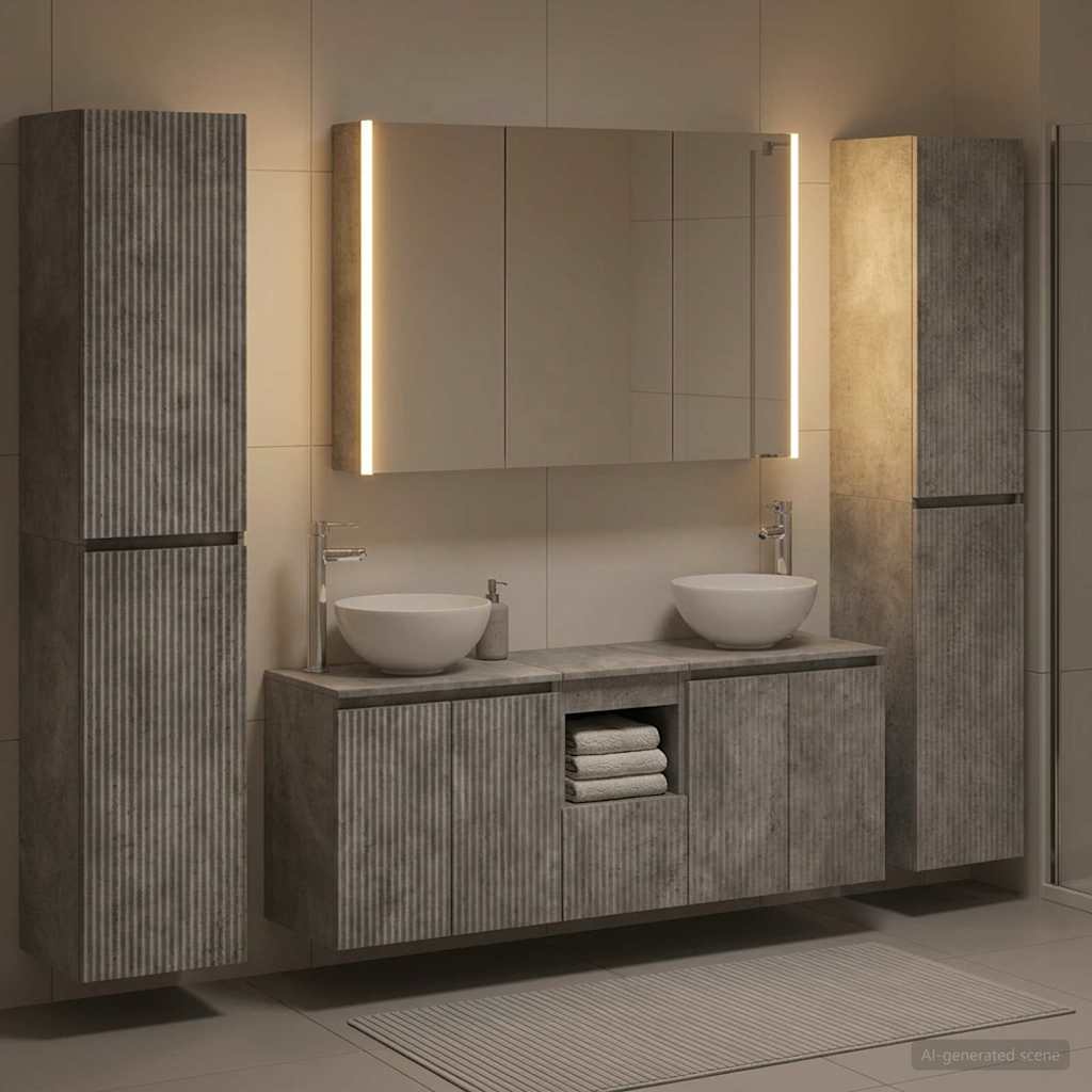 vidaXL Zestaw mebli łazienkowych 6 pcs Betonowy szary