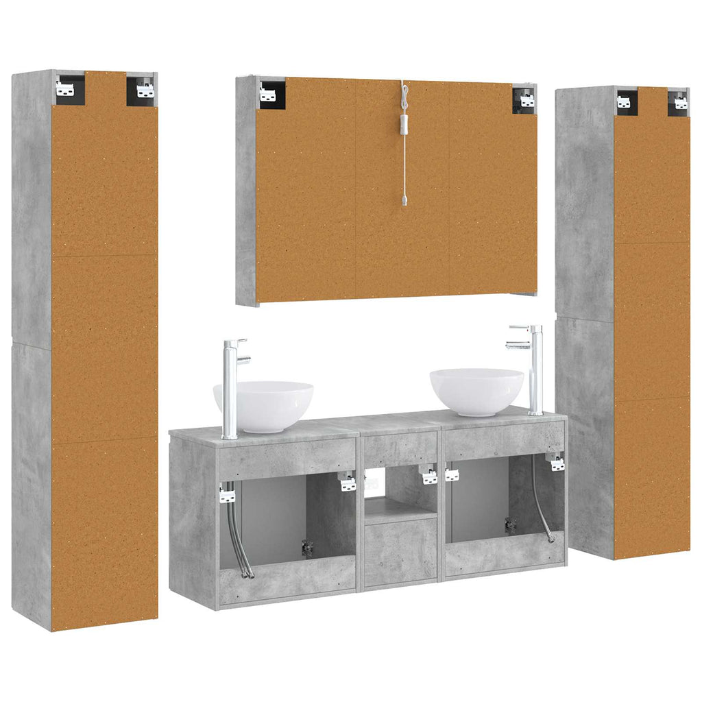 vidaXL Zestaw mebli łazienkowych 6 pcs Betonowy szary