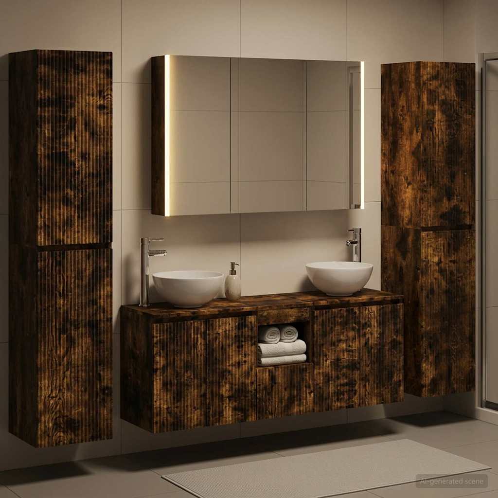 vidaXL Zestaw mebli łazienkowych 6 pcs Dąb wędzony